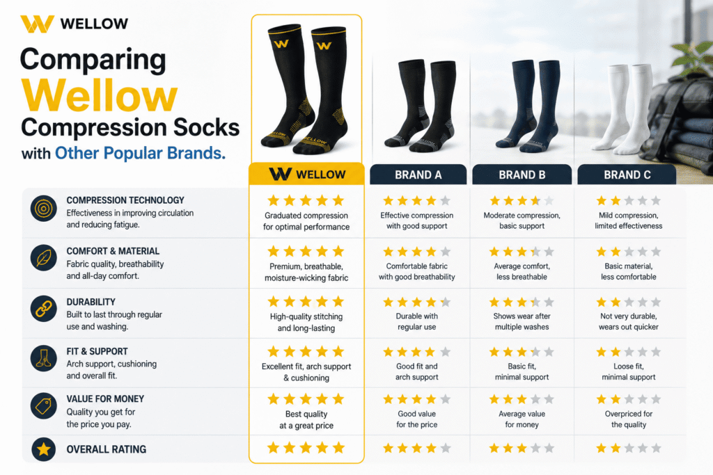 Comparing Wellow Compression Socks with Other Popular Brands