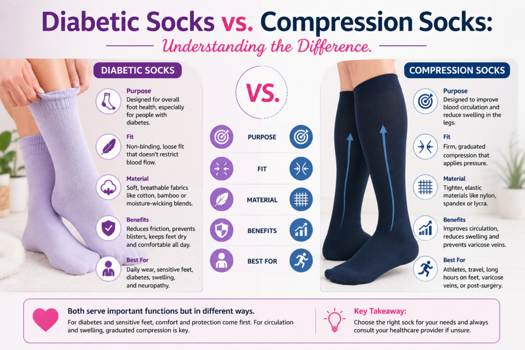 Diabetic Socks vs. Compression Socks Understanding the Difference