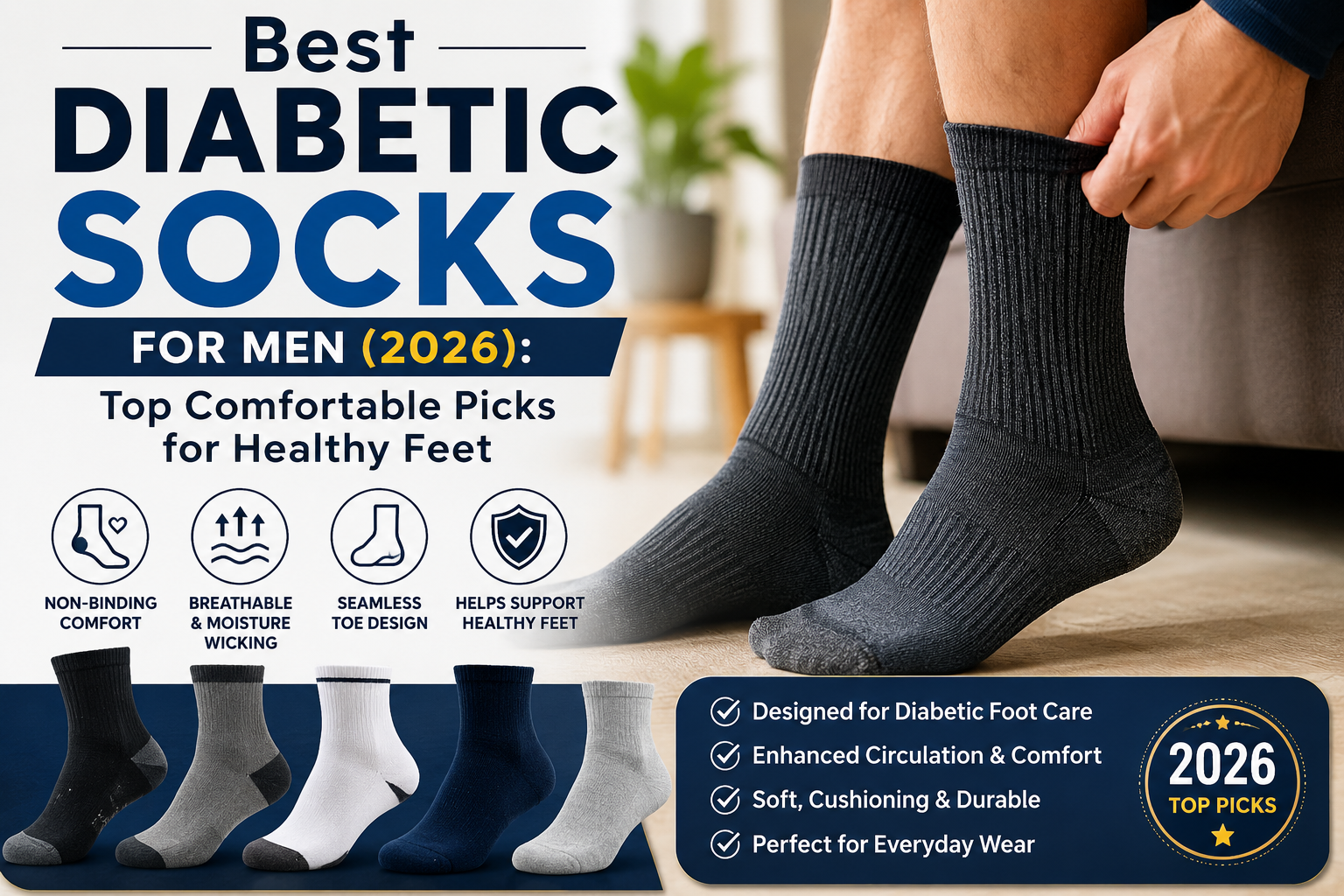 Best Diabetic Socks for Men (2026): Top Comfortable Picks for Healthy Feet