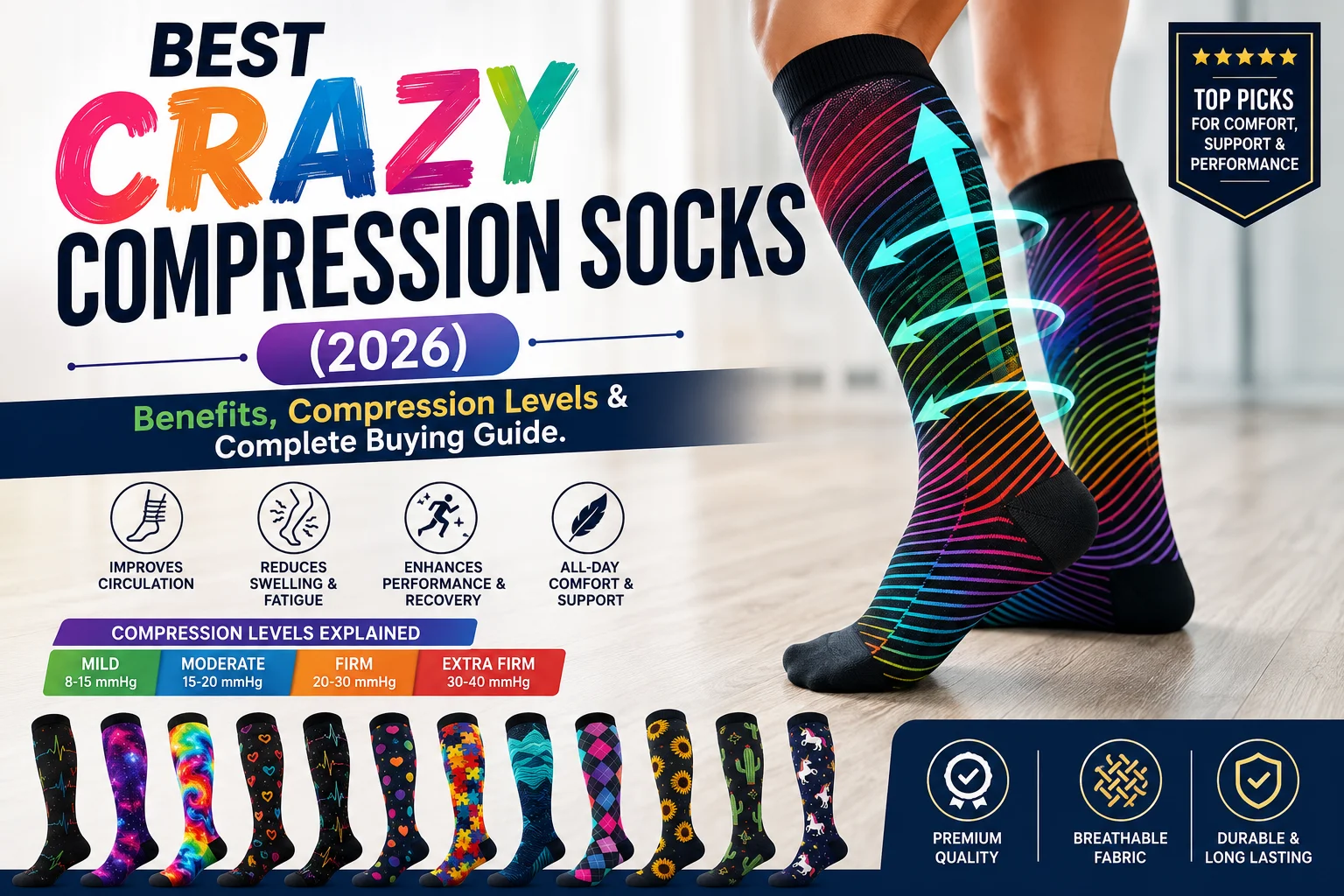 Best Crazy Compression Socks (2026) Benefits, Compression Levels & Complete Buying Guide